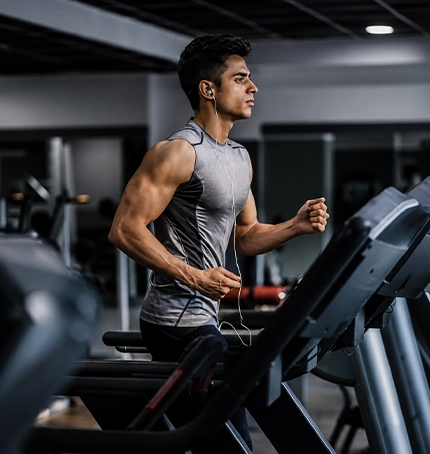 Athlete training with cables